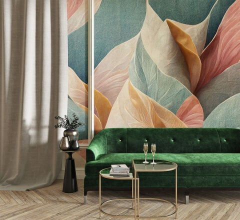 Soyut Pastel Tonlarda Renkli Oturma Odası Duvar Kağıdı