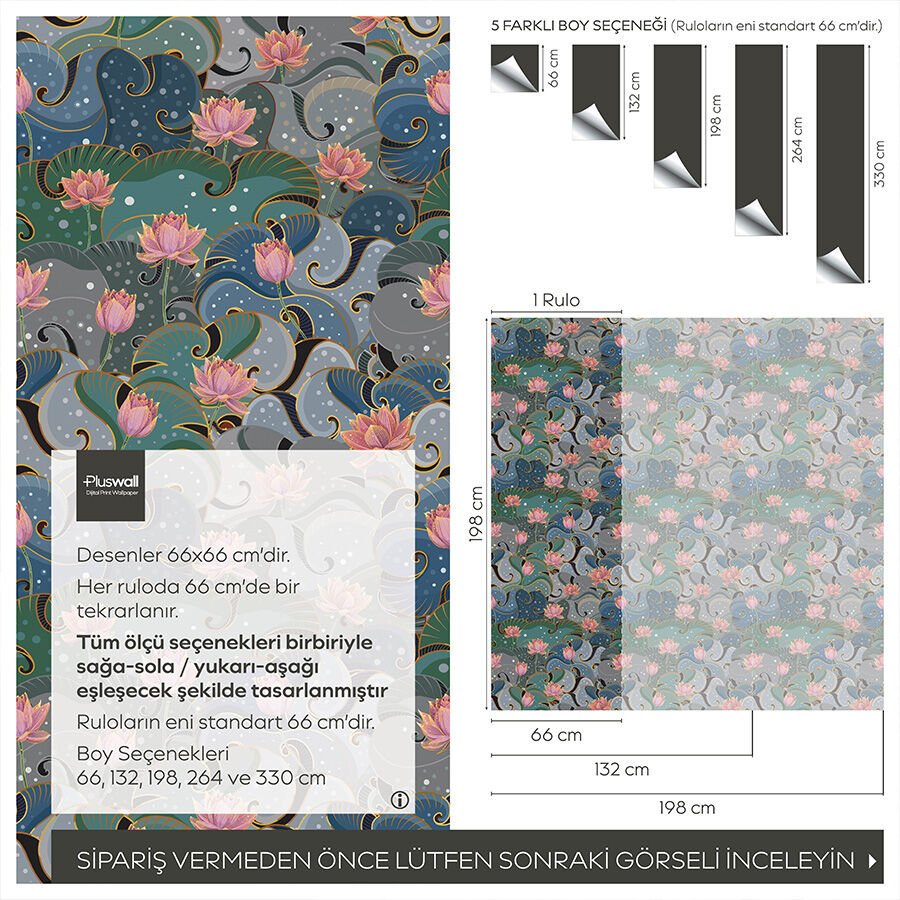 Lotus Yaprakları Kendinden Yapışkanlı Duvar Kağıdı, Çok Amaçlı PVC Folyo, DIY Duvar Kağıdı