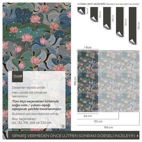 Lotus Yaprakları Kendinden Yapışkanlı Duvar Kağıdı, Çok Amaçlı PVC Folyo, DIY Duvar Kağıdı