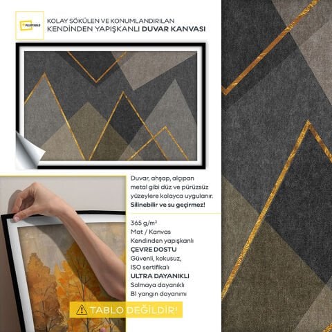 Soyut Kendinden Yapışkanlı 3D Poster Duvar Kanvası