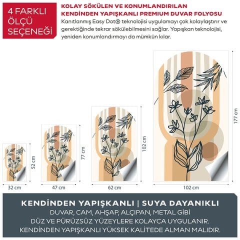 Kendinden Yapışkanlı Oval Kesim Bohem Art Duvar Kağıdı Stickeri