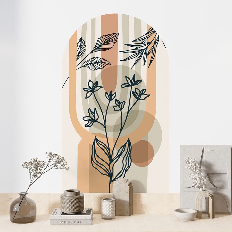 Kendinden Yapışkanlı Oval Kesim Bohem Art Duvar Kağıdı Stickeri