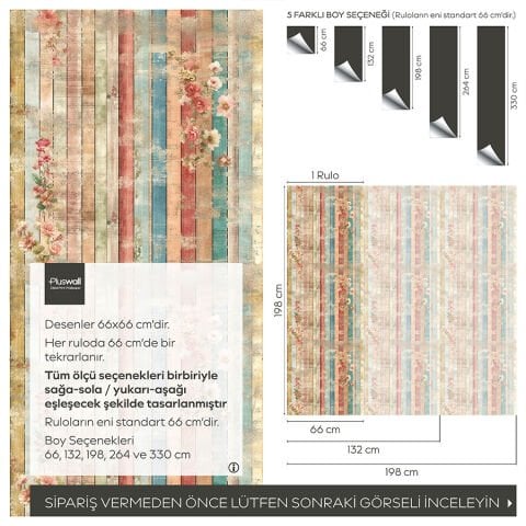 Vintage Çiçek Desenli Duvar Kağıdı, Kendinden Yapışkanlı Çok Amaçlı PVC Folyo, DIY Duvar Kağıdı