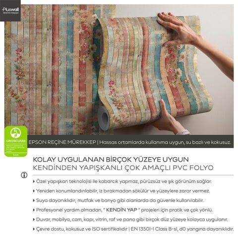 Vintage Çiçek Desenli Duvar Kağıdı, Kendinden Yapışkanlı Çok Amaçlı PVC Folyo, DIY Duvar Kağıdı