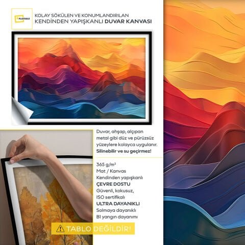 Soyut Kendinden Yapışkanlı 3D Poster Duvar Kanvası