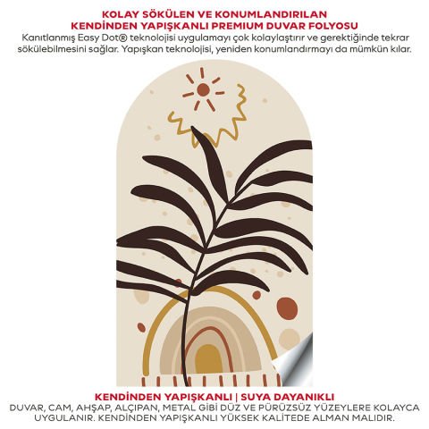 Kendinden Yapışkanlı Oval Kesim Bohem Art Duvar Kağıdı Stickeri