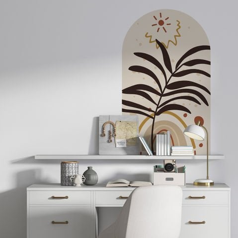 Kendinden Yapışkanlı Oval Kesim Bohem Art Duvar Kağıdı Stickeri