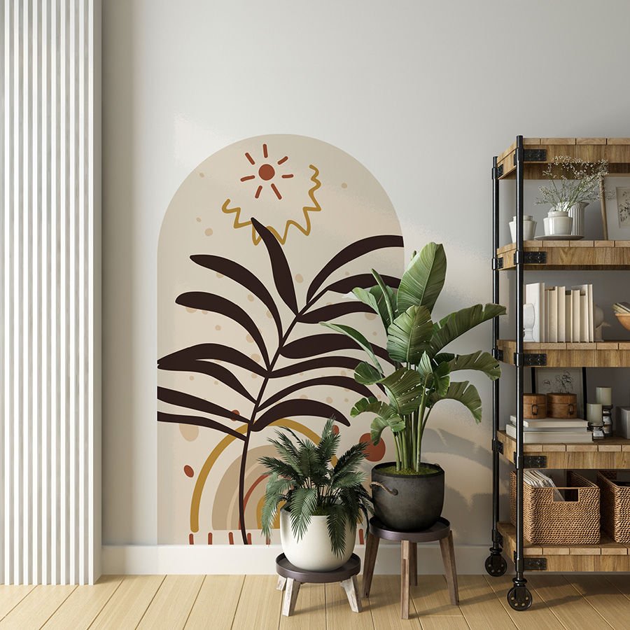 Kendinden Yapışkanlı Oval Kesim Bohem Art Duvar Kağıdı Stickeri