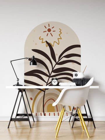 Kendinden Yapışkanlı Oval Kesim Bohem Art Duvar Kağıdı Stickeri
