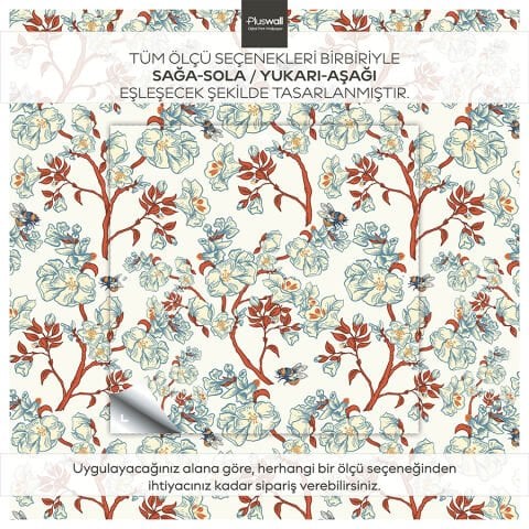 William Morris Çiçek Desenli Kendinden Yapışkanlı Duvar Kağıdı, Çok Amaçlı PVC Folyo