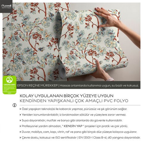 William Morris Çiçek Desenli Kendinden Yapışkanlı Duvar Kağıdı, Çok Amaçlı PVC Folyo