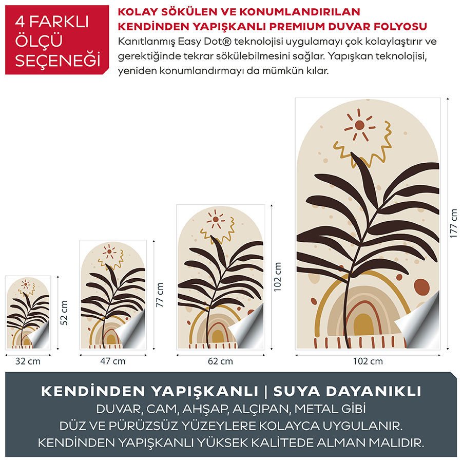 Kendinden Yapışkanlı Oval Kesim Bohem Art Duvar Kağıdı Stickeri 60x100cm