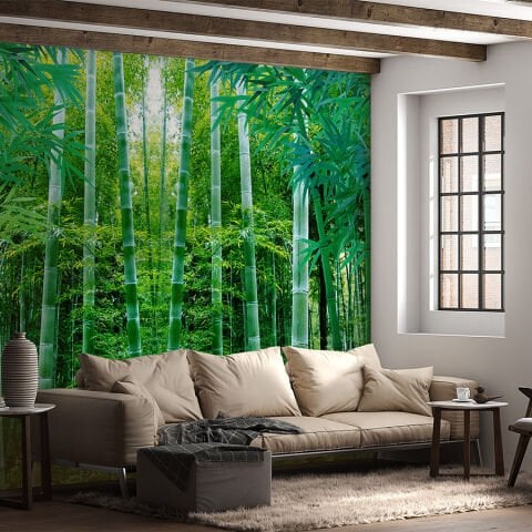 Yeşil Bambu Ormanı Duvar Kağıdı, Japon Esintili Duvar Dekorasyonu