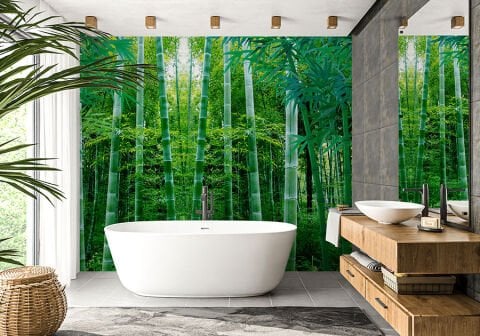 Yeşil Bambu Ormanı Duvar Kağıdı, Japon Esintili Duvar Dekorasyonu