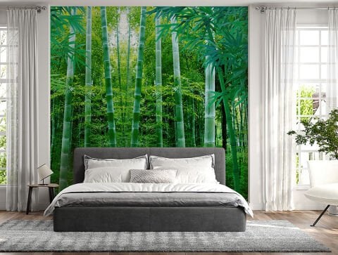 Yeşil Bambu Ormanı Duvar Kağıdı, Japon Esintili Duvar Dekorasyonu