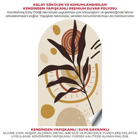 Kendinden Yapışkanlı Oval Kesim Bohem Art Duvar Kağıdı Stickeri