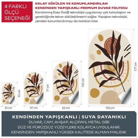 Kendinden Yapışkanlı Oval Kesim Bohem Art Duvar Kağıdı Stickeri