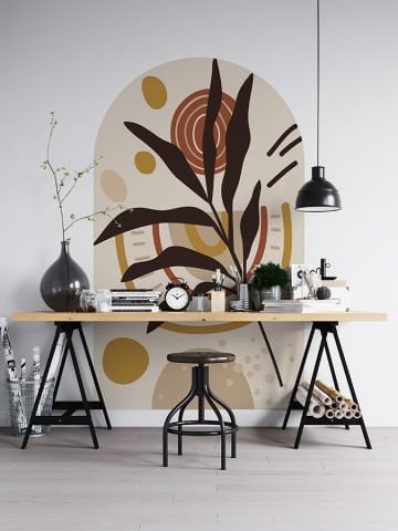 Kendinden Yapışkanlı Oval Kesim Bohem Art Duvar Kağıdı Stickeri