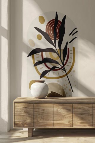 Kendinden Yapışkanlı Oval Kesim Bohem Art Duvar Kağıdı Stickeri