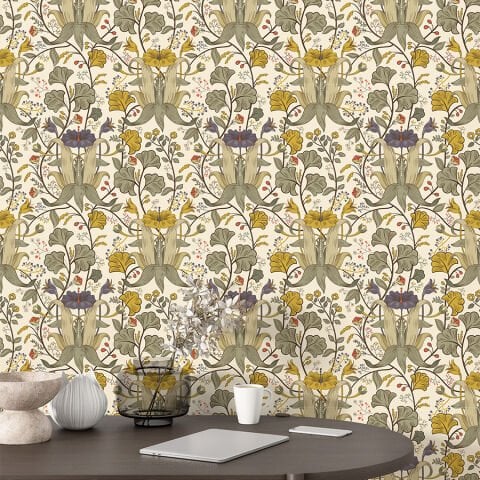 William Morris Sanatsal Çiçek Desenli Duvar Kağıdı, Kendinden Yapışkanlı Çok Amaçlı PVC Folyo