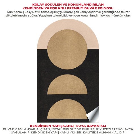 Kendinden Yapışkanlı Oval Kesim  Minimalist Art Duvar Kağıdı Stickeri