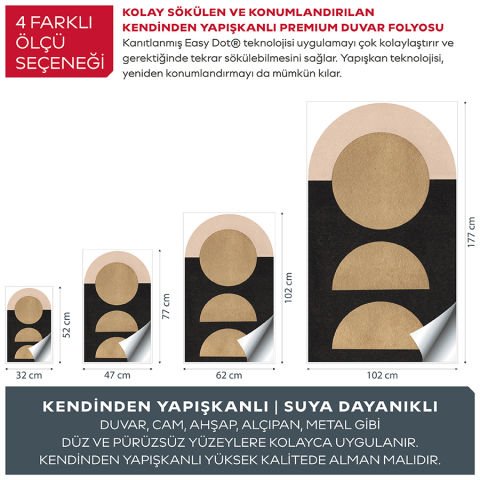 Kendinden Yapışkanlı Oval Kesim  Minimalist Art Duvar Kağıdı Stickeri