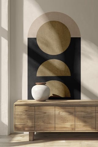Kendinden Yapışkanlı Oval Kesim  Minimalist Art Duvar Kağıdı Stickeri