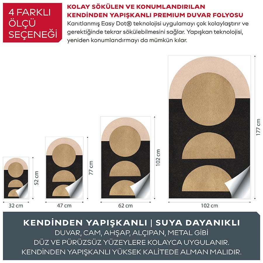 Kendinden Yapışkanlı Oval Kesim  Minimalist Art Duvar Kağıdı Stickeri 100x175cm