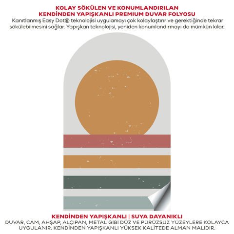 Kendinden Yapışkanlı Oval Kesim Minimalist Sanat Duvar Kağıdı Stickeri