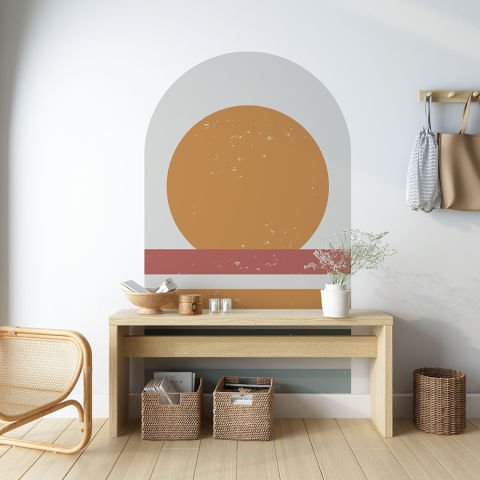 Kendinden Yapışkanlı Oval Kesim Minimalist Sanat Duvar Kağıdı Stickeri