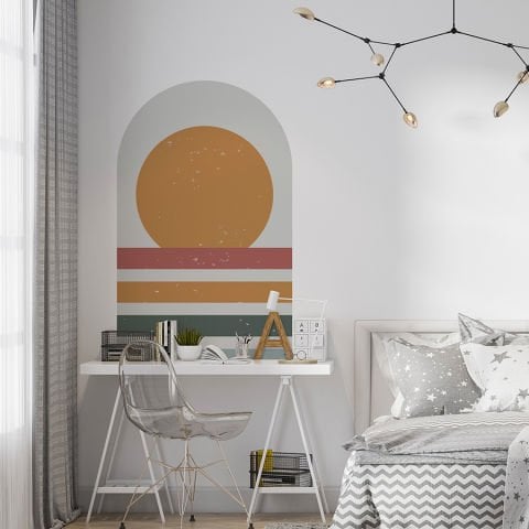 Kendinden Yapışkanlı Oval Kesim Minimalist Sanat Duvar Kağıdı Stickeri