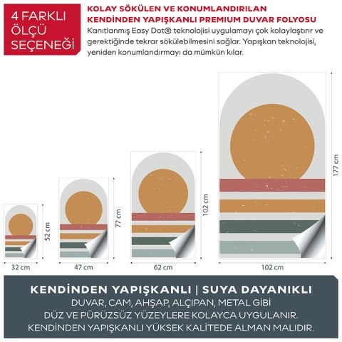 Kendinden Yapışkanlı Oval Kesim Minimalist Sanat Duvar Kağıdı Stickeri 100x175cm