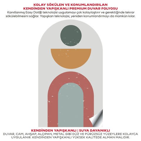Kendinden Yapışkanlı Oval Kesim Estetik Boho Duvar Kağıdı Stickeri