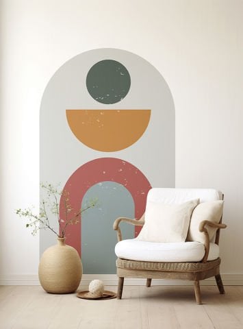 Kendinden Yapışkanlı Oval Kesim Estetik Boho Duvar Kağıdı Stickeri