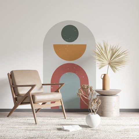 Kendinden Yapışkanlı Oval Kesim Estetik Boho Duvar Kağıdı Stickeri