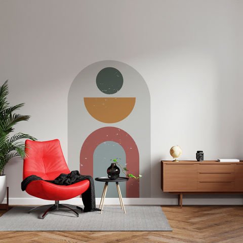 Kendinden Yapışkanlı Oval Kesim Estetik Boho Duvar Kağıdı Stickeri