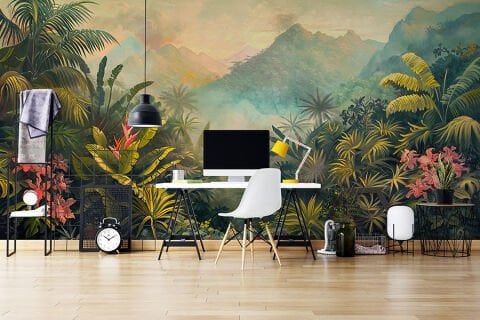 Tropikal Yağmur Ormanı Duvar Kağıdı, Egzotik Duvar Sanatı