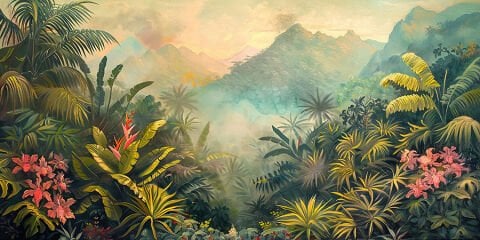 Tropikal Yağmur Ormanı Duvar Kağıdı, Egzotik Duvar Sanatı