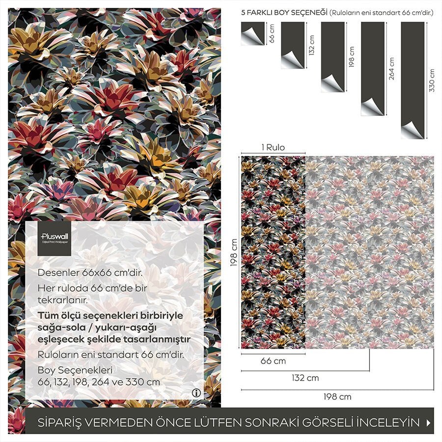 Modern Geometrik Çiçekli Duvar Kağıdı, Kendinden Yapışkanlı Çok Amaçlı PVC Folyo, DIY Duvar Kağıdı