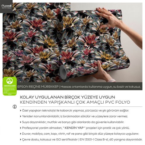 Modern Geometrik Çiçekli Duvar Kağıdı, Kendinden Yapışkanlı Çok Amaçlı PVC Folyo, DIY Duvar Kağıdı