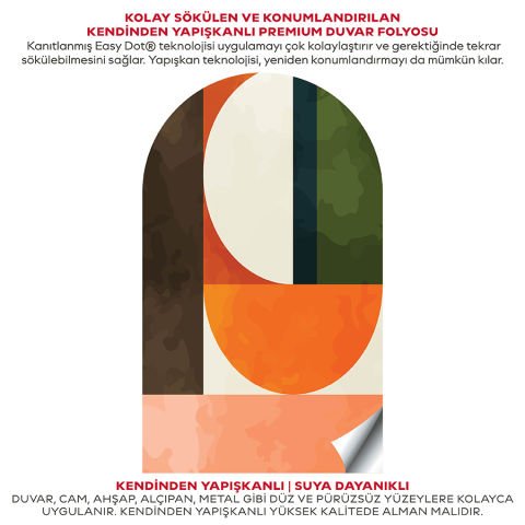 Kendinden Yapışkanlı Oval Kesim Minimalist Duvar Kağıdı Stickeri