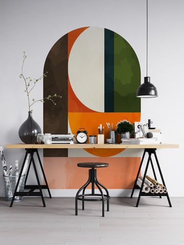 Kendinden Yapışkanlı Oval Kesim Minimalist Duvar Kağıdı Stickeri