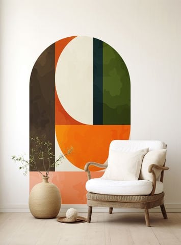 Kendinden Yapışkanlı Oval Kesim Minimalist Duvar Kağıdı Stickeri