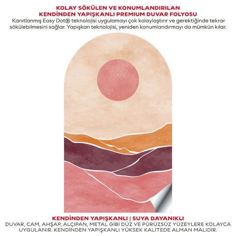 Kendinden Yapışkanlı Oval Kesim Soyut Manzara Duvar Kağıdı Stickeri