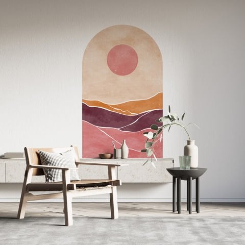 Kendinden Yapışkanlı Oval Kesim Soyut Manzara Duvar Kağıdı Stickeri