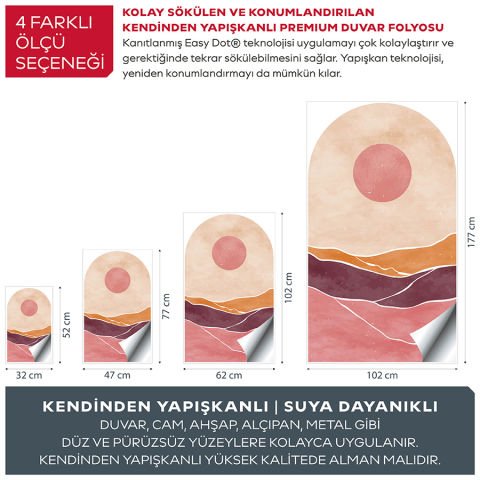 Kendinden Yapışkanlı Oval Kesim Soyut Manzara Duvar Kağıdı Stickeri 45x75cm