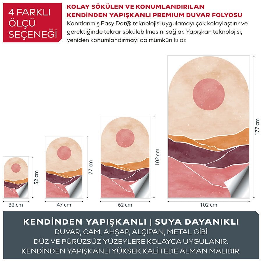 Kendinden Yapışkanlı Oval Kesim Soyut Manzara Duvar Kağıdı Stickeri 100x175cm