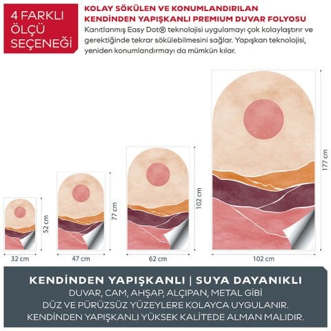 Kendinden Yapışkanlı Oval Kesim Soyut Manzara Duvar Kağıdı Stickeri 100x175cm