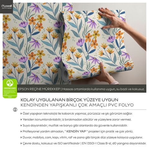 Orta Yüzyıl Esintili Kendinden Yapışkanlı Duvar Kağıdı, Çok Amaçlı PVC Folyo, DIY Duvar Kağıdı