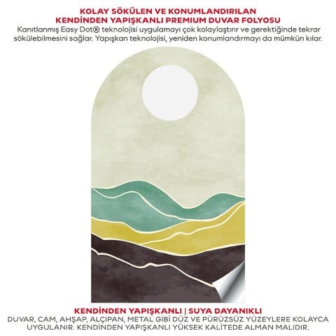 Kendinden Yapışkanlı Oval Kesim Minimalist Manzara Duvar Kağıdı Stickeri 45x75cm